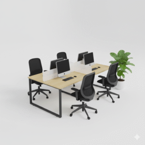 Minimalista Quadra Glass – 4-Person Work Table
