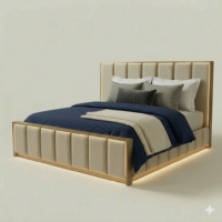 Aurora Luxe LED Upholstered Bed Frame