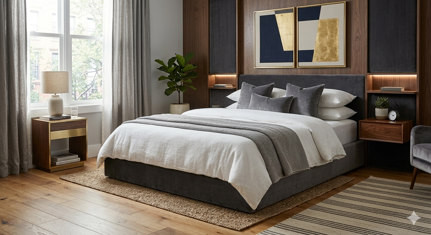 The Aurelius Modern Panel Bed The Aurelius Modern Panel Bed